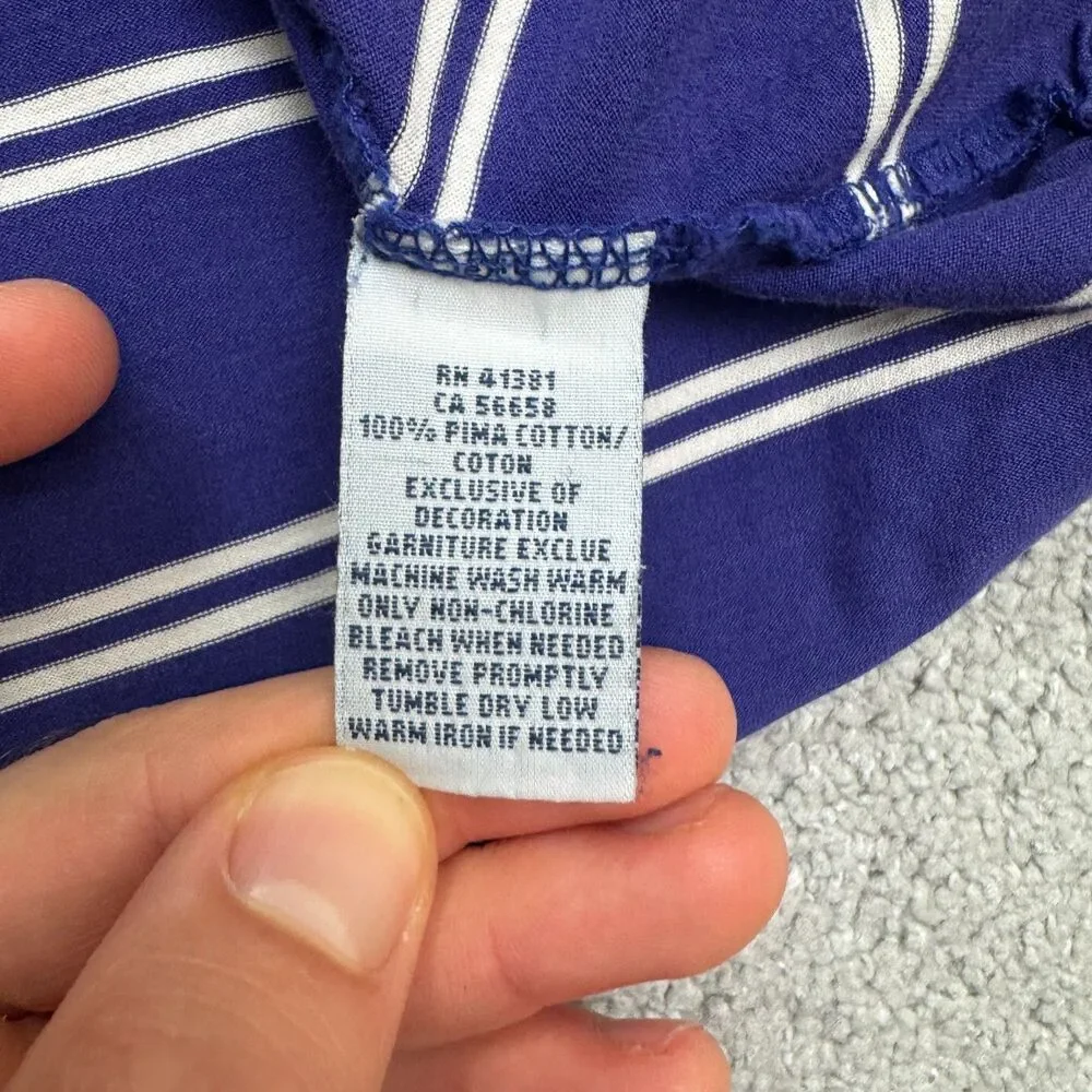 Polo Ralph Lauren Striped Polo Shirt Mens Large Purple White Pima Cotton Casual